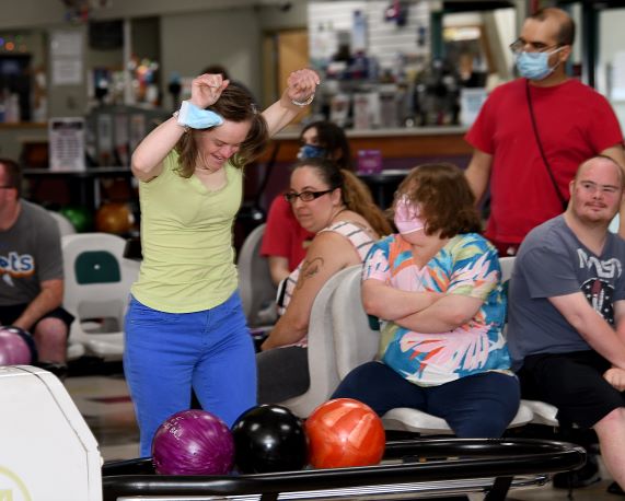 Individuals Bowling for Day Program Activity