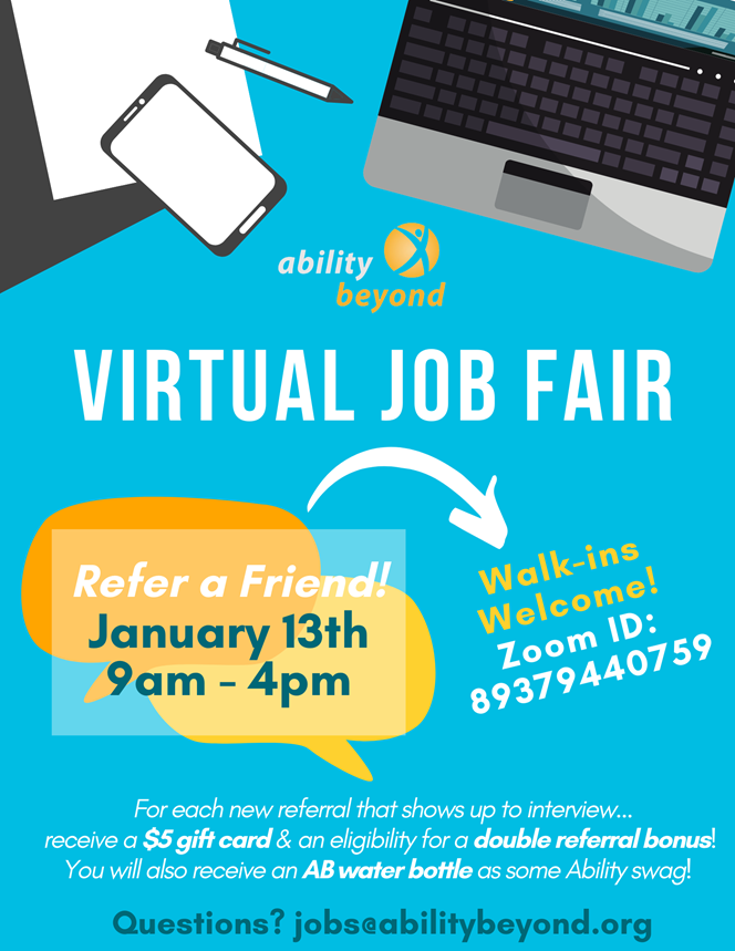 Virtual Job Fair Jan 13, 2021. Zoom ID 89379440759