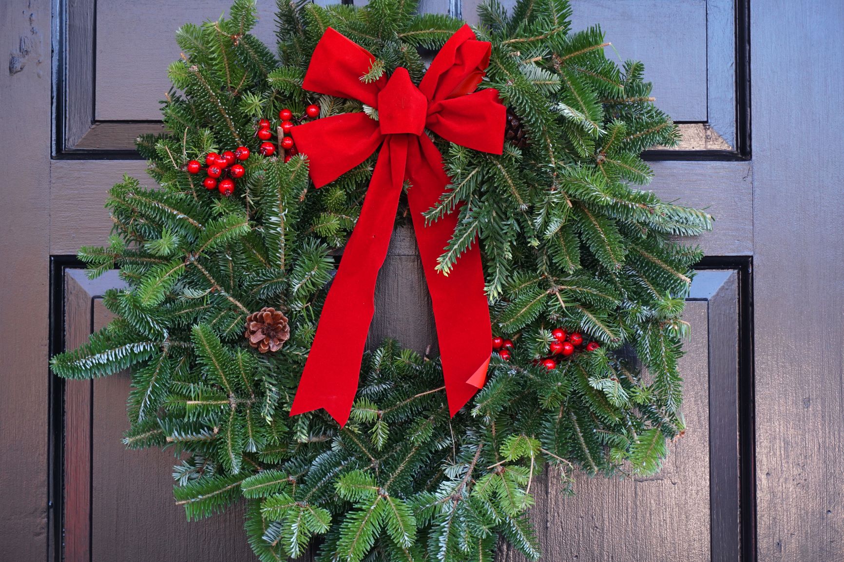 wreath hanging in door