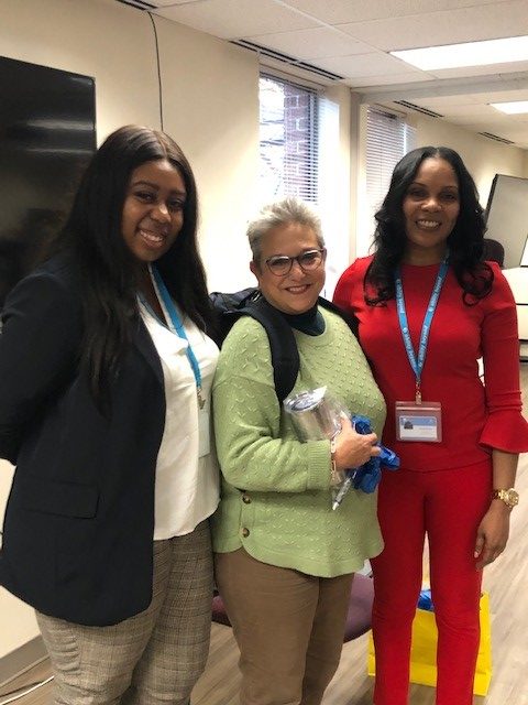 Alexis Parker, manager of transition services and DEIB, stands with Nancy Di Dia from Bohringer Ingelheim and Shaileen Brighton-Ortiz, services and DEIB Director